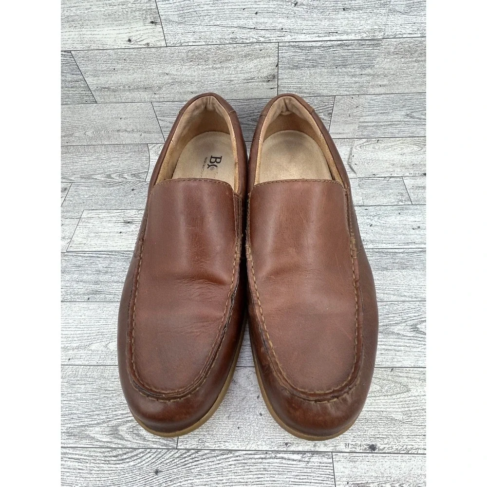 Born Men Sz 10.5 M Brown Leather‎ Slip On Loafers Moc Toe Shoes H44116 VCJD18